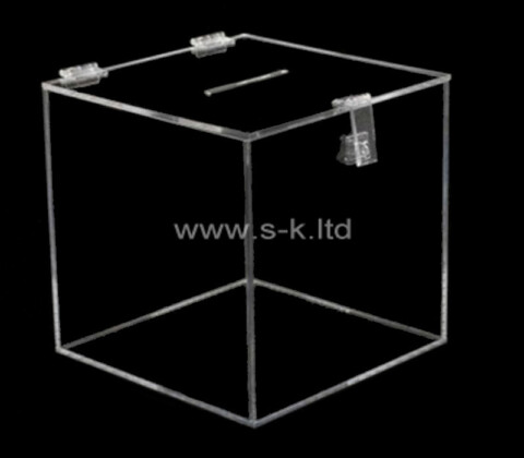 Clear donation box with lock