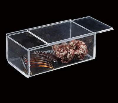 Clear acrylic crafts display case with sliding lid