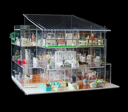 Custom design clear acrylic model building display case