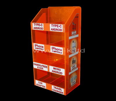 Custom orange acrylic phone accessories display cabinet