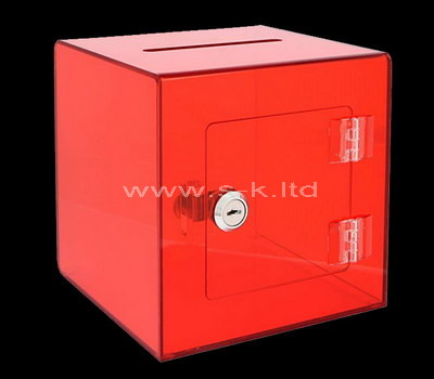 Custom red acrylic charity box