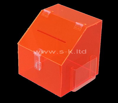 Custom red acrylic suggestion box with brochure holder