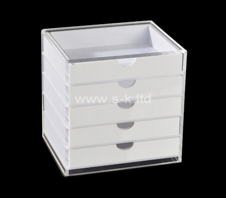 Custom white plexiglass 5 drawers storage organizer box