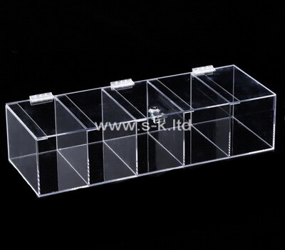 Custom 5 grids clear plexiglass storage boxes with lids
