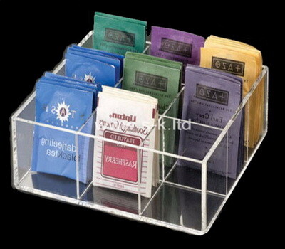 Custom clear acrylic 9 grids tea bags oragnizer box