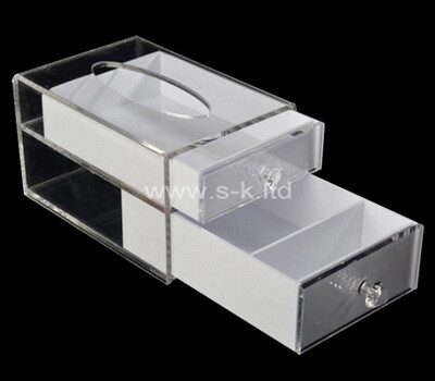Custom 2 drawers acrylic tissue paper boxes