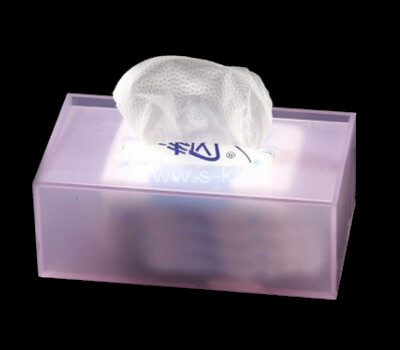 Custom transparent frosted purple acrylic facial tissue paper box