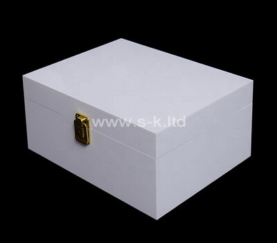 Custom white acrylic lockable tea tags box