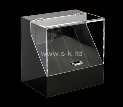 Custom black acrylic compartment organizer with lid