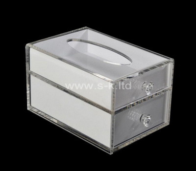 Acrylic factory customize plexiglass tissue box with drawer box