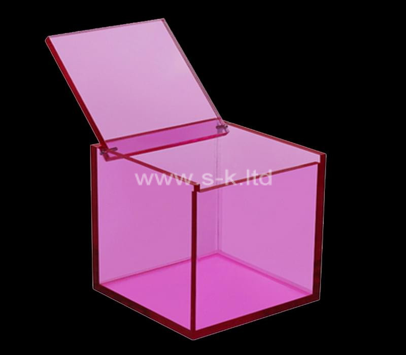Boîte carrée en plexiglas avec couvercle, fabriquée sur mesure par l'usine