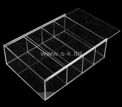 Plexiglass supplier customize acrylic 4 compartment sliding lid box