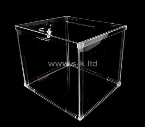 Fabricante de plexiglás personalizar caja de donación de acrílico con cerradura