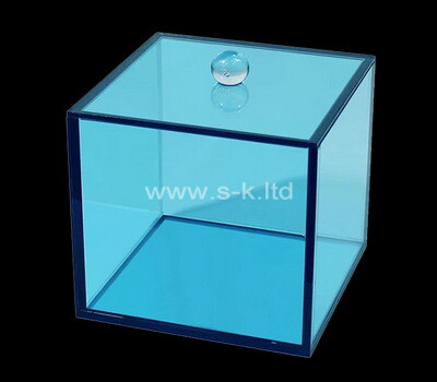 Acrylic manufacturer customize blue plexiglass showcase with lid