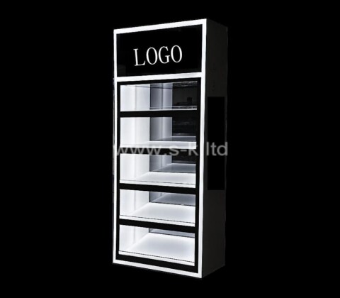 Acrylic supplier custom black lighted curio cabinet