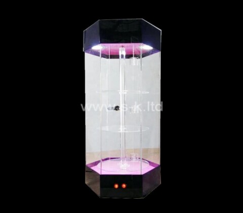 Plexiglass manufacturer custom acrylic lighted corner curio cabinet