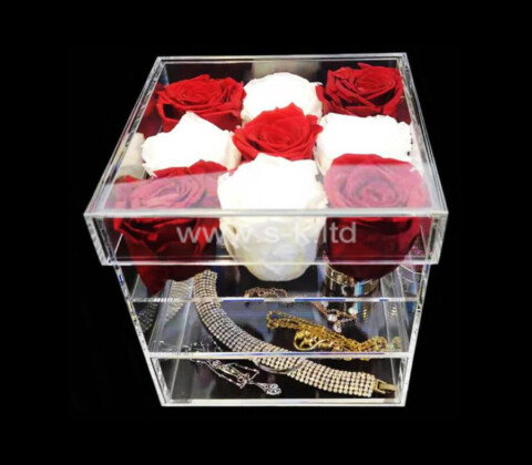 Acrylic supplier custom plexiglass rose box lucite gift box
