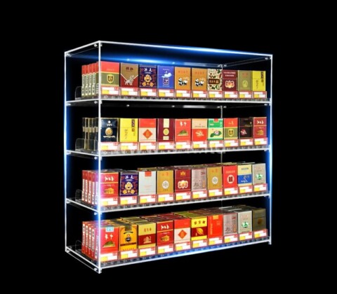 Acrylic boxes supplier custom cigarette LED display cabinet