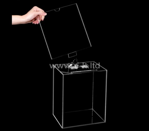 Acrylic boxes manufacturer custom donation box with sign holder