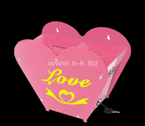Acrylic boxes manufacturer custom heart shape charity box