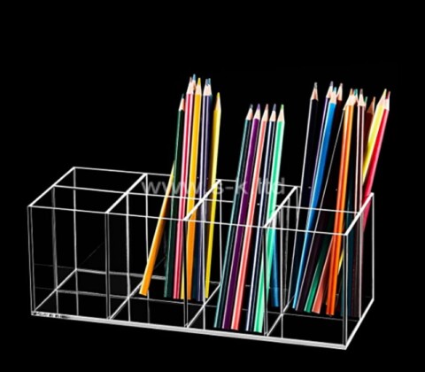 Custom acrylic pen holder 8 compartments pencil organizer