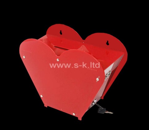 Custom acrylic heart shape charity box with lock