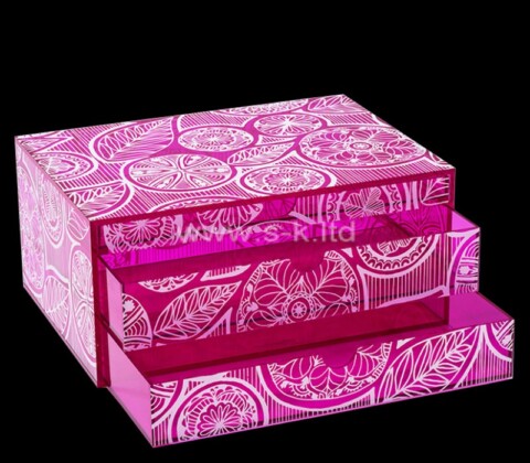 Custom acrylic makeup beauty organizer box with pattern