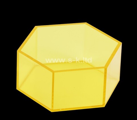 Custom yellow hexagonal acrylic skin care items organizer box
