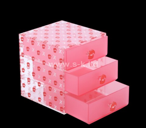 Custom acrylic cosmetic drawer organizer box with pattern