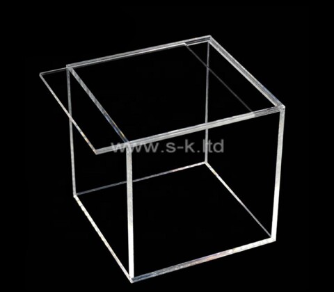 Custom acrylic clear catchall storage container with sliding lid