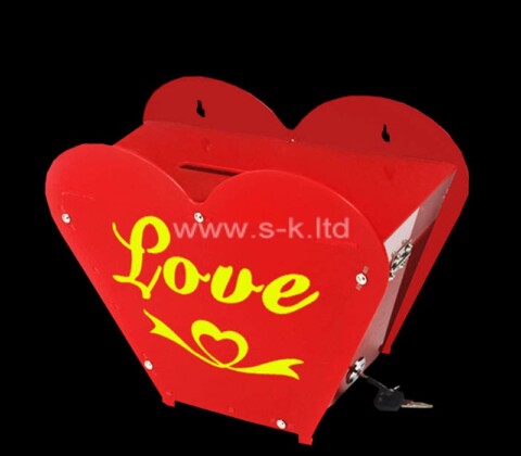 Custom red acrylic charity donation box with lock