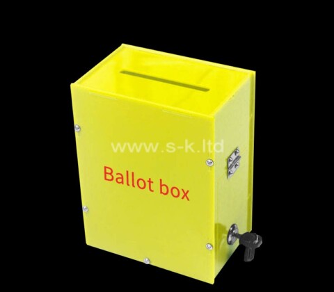 Custom yellow acrylic ballot voting box with lock