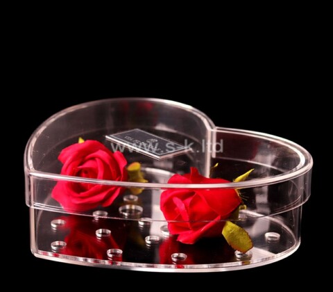 Custom acrylic heart shape gift storage box with lid