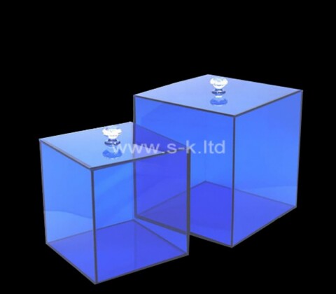 Custom translucent blue acrylic display box with lid