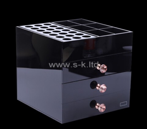 Custom black acrylic cosmetic organizer drawer box
