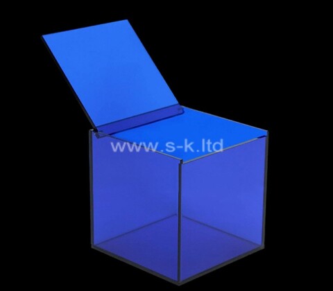 Custom translucent blue acrylic skincare item box with lid