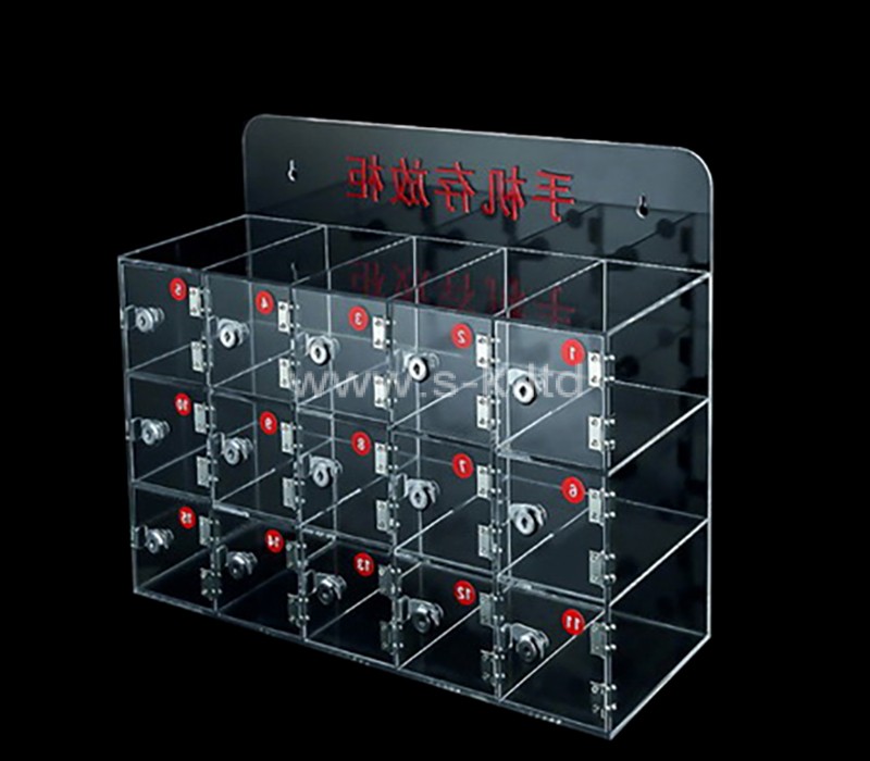 Custom wall acrylic cell phone storage cabinet with locks and keys