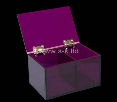 Custom acrylic 2 compartment storage box with lid