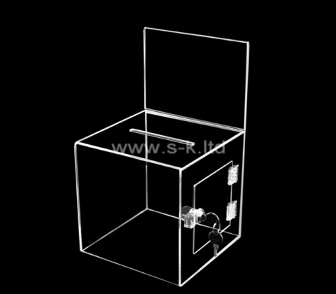 Custom clear acrylic voting box with lock & sign holder
