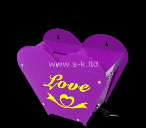 Custom purple acrylic heart donation box with lock