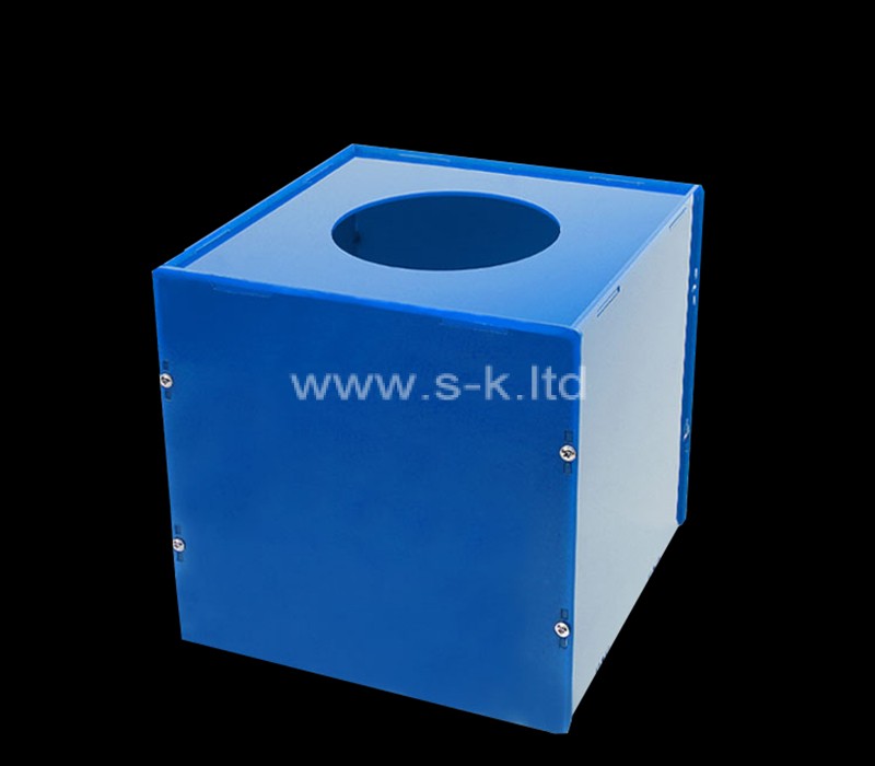 Custom blue acrylic raffle ticket draw box