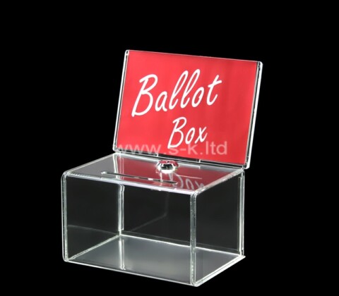 Custom clear acrylic ballot box with sign holder