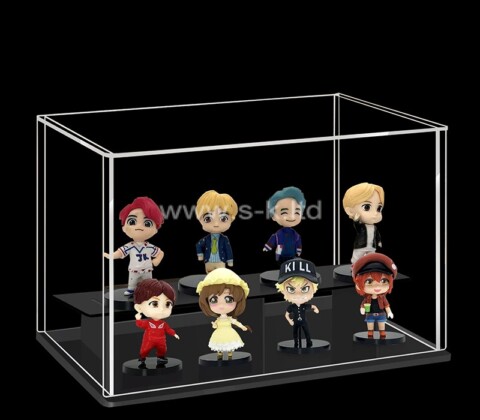 Custom acrylic showcase stand with black base for collectibles