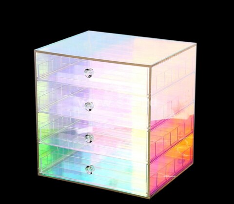 Custom iridescent acrylic cosmetic drawer organizer box