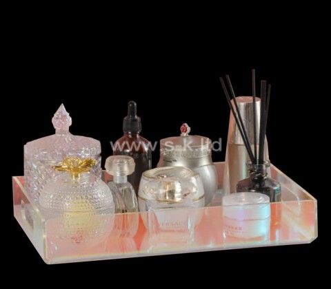 Custom iridescent acrylic makeup tray organizer