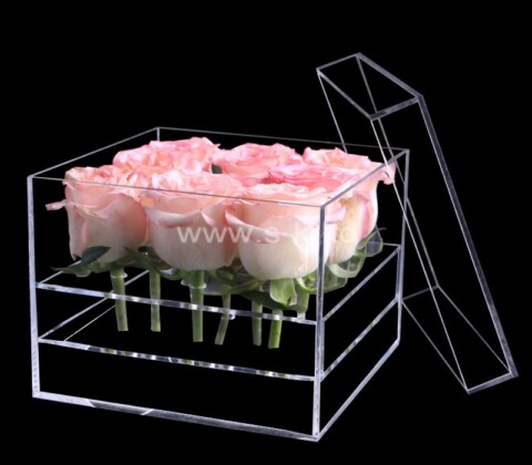 Custom acrylic flower vase gift box with lid