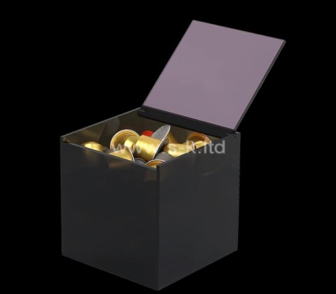 Custom black acrylic coffee capsule storage box with lid