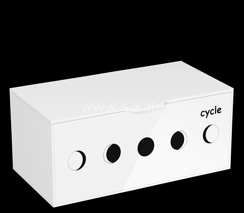 Custom white acrylic tampon holder box with lid for bathroom