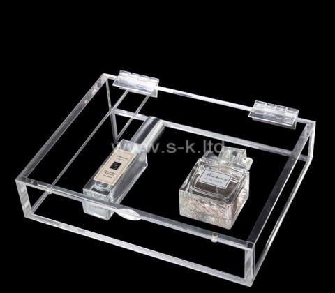 Custom clear acrylic perfume organizer box with lid