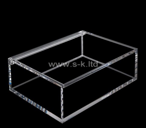 Custom clear acrylic organizer box with hinged lid
